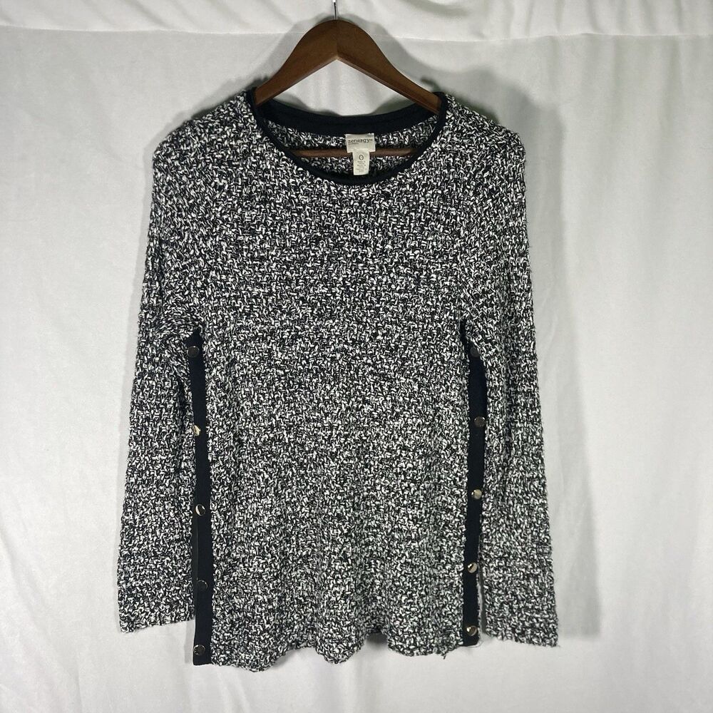 ZENRGY by Chico's black white crew neck long sleeve pullover sweater 0/XS